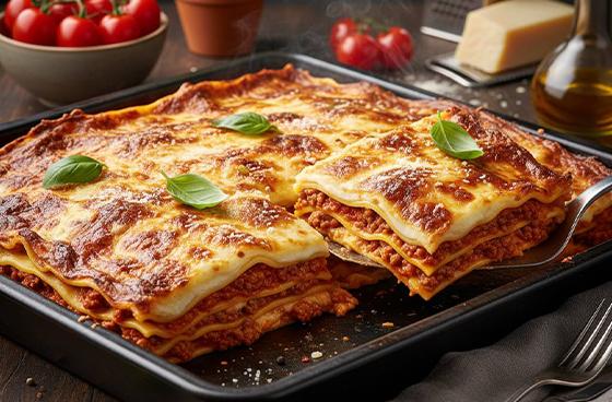 Classic lasagna with Bolognese and béchamel